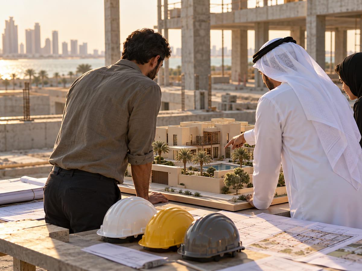 مهندس استشاري يفحص أعمال الخرسانة في الموقع