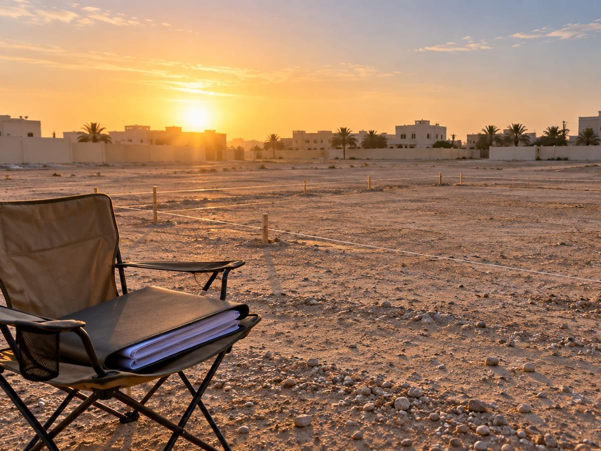 مالك مشروع يراجع مخططات فيلته مع مهندس