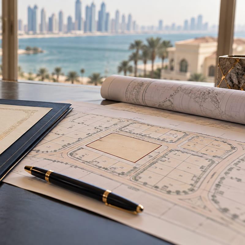 مالك يسلّم مخطط الأرض وسند الملكية إلى المهندس