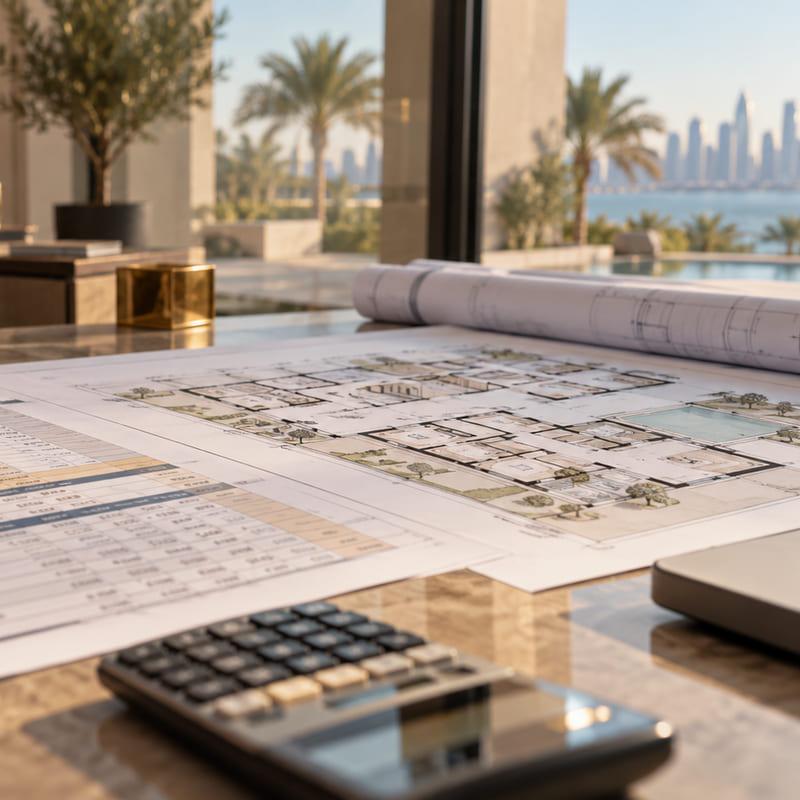 مهندس يراجع ميزانية المشروع مع المالك