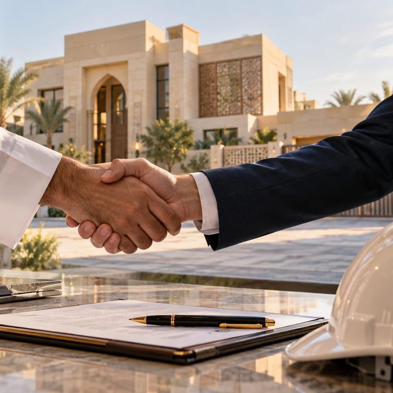 تسليم مفتاح الفيلا للمالك بعد اكتمال البناء